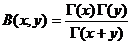 B(x,y) = Gamma(x)*Gamma(y)/Gamma(x+y)